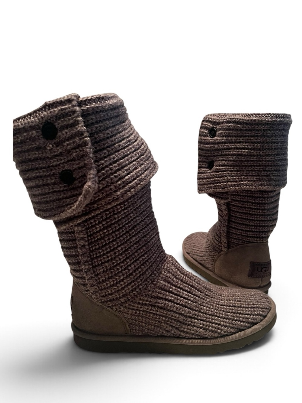 UGG Women's Cable Knit Button Fold-Over Boots